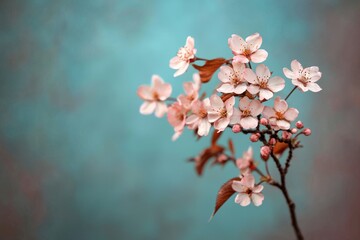 Wall Mural - Delicate Cherry Blossom Branch with Soft Background in Pastel Tones