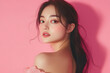 © Jack - Beauty portrait of young Asian woman in dress on pink background