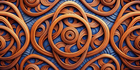 Aufkleber - Intertwined Copper Curves Against a Deep Blue Background
