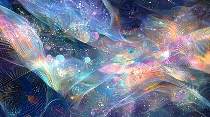 A colorful, swirling galaxy with a blue background