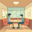 © Sabbir Digital - Students in canteen vector design, School Canteen Illustration vector design