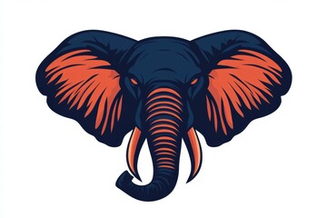 Aufkleber - Illustration of an elephant with vibrant ears and a strong presence, ideal for creative projects or advertising. Generative AI