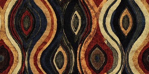 Wall Mural - colorful carpet seamless repeat pattern with flowing wave designs in rich tones