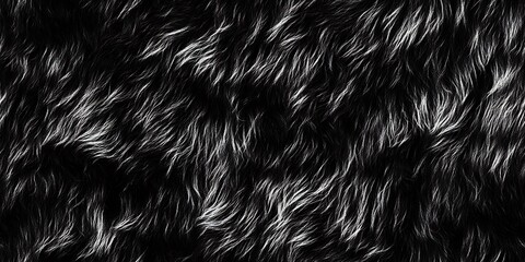 Wall Mural - fur texture seamless repeat pattern in black and white shades for versatile design