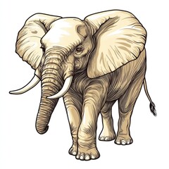 Aufkleber - Illustration of a majestic elephant with ample copy space for text and creative mock up opportunities. Generative AI