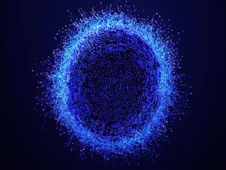 Poster - Abstract Blue Sphere with Digital Lines and Glow Effect