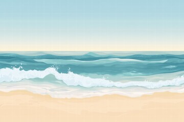 Fototapete - Relaxing beach with gentle waves and ample space for text during sunset hours for a tranquil atmosphere. Generative AI