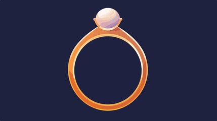 Round Pearl Gem Ring Flat Icon for Apps and Web