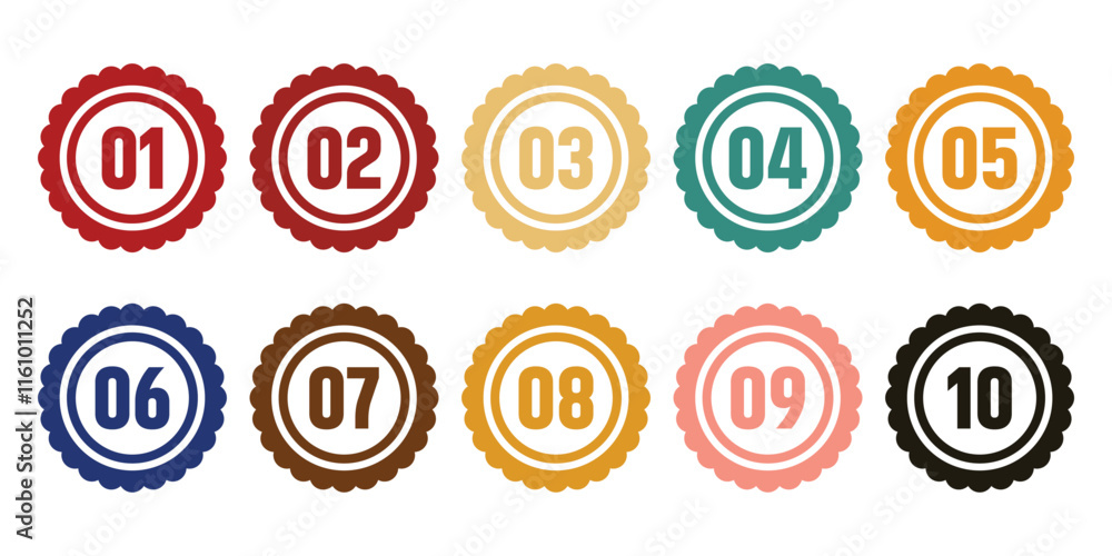 Colorful bullet point number. Number bullet point design element set ...