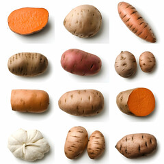 Wall Mural - Variety of Sweet Potatoes and Potatoes Image