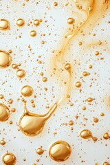 Wall Mural - Golden Bubbles Floating in Liquid with Soft Background Texture