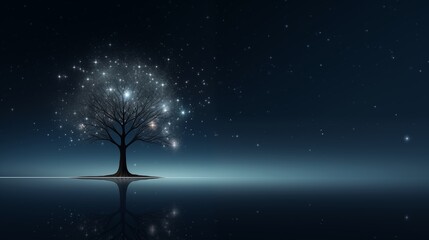 Wall Mural - Long exposure of stars with a silhouette, golden hour lighting, empty space on the left for text,generative ai illustration