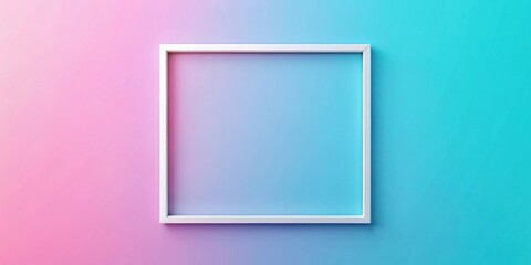 Aufkleber - A white frame sits against a vibrant gradient background, transitioning from pink to blue, creating a simple yet elegant backdrop for any design element.