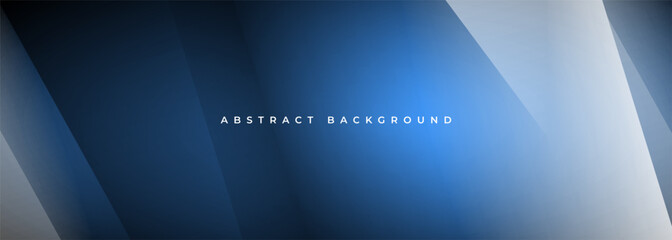 Poster - Blue modern abstract wide banner with geometric shapes. Dark blue abstract background. Vector illustration