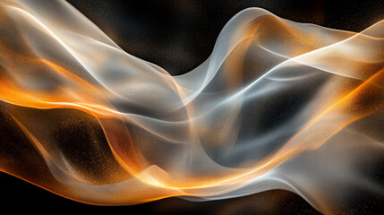 Wall Mural - Abstract waves of orange and white flowing gracefully in a dark background