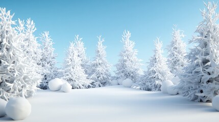 Wall Mural - Abstract winter landscape with a surreal atmosphere 3D rendering