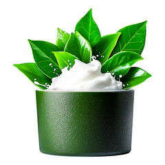 Wall Mural - Creamy Texture with Fresh Green Leaves in Decorative Planter