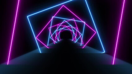 Wall Mural - VJ led neon light tunnel  event particles concert intro game edm music stage party openers titles abstract background loop