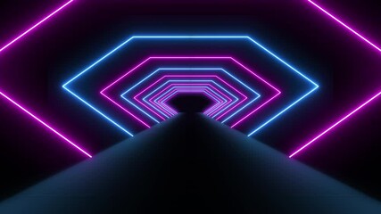Wall Mural - VJ led neon light tunnel  event particles concert intro game edm music stage party openers titles abstract background loop