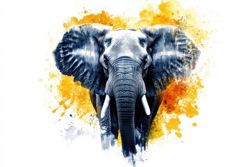 Aufkleber - Illustration of an elephant with colorful background and ample copy space for creative text placement. Generative AI