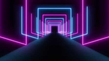 Wall Mural - VJ led neon light tunnel  event particles concert intro game edm music stage party openers titles abstract background loop