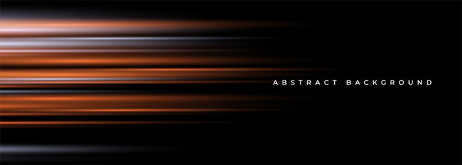 Poster - Black and orange modern abstract background with yellow glowing movement and high-speed light effect. Vector illustration