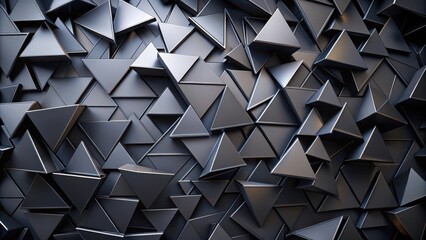 Fototapete - Abstract Metallic Triangular Pattern with Depth and Dimension