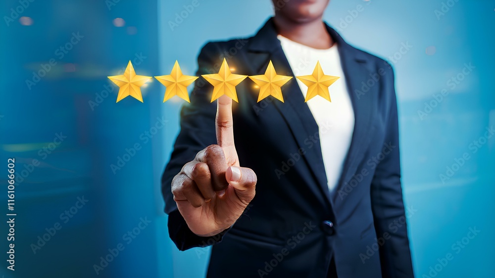 Five stars, a symbol of the highest rating and excellent service ...