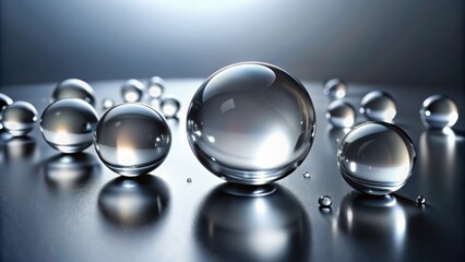 Aufkleber - Reflective Spheres Scattered on a Smooth Surface, Creating a Mesmerizing Display of Light and Depth