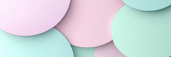 Poster - Overlapping semi transparent circles in pastel tones perfect for mock up designs and text placement. Generative AI