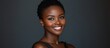 © The 2R Artificiality - Smiling young black woman with short hair against a neutral background ideal for text placement and promotional content