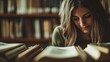 © Oleksandr Kozak - Librarian organizing books with a thoughtful smile in a quiet library