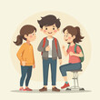 © Sabbir Digital - Students in school vector design, Students illustration vector design