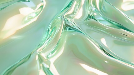 Sticker - Pastel Green Fluid Texture with Light Reflection and Gradient Effect Suitable for Abstract Backgrounds and Design Projects