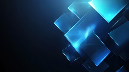 Wall Mural - blue glowing glass cubes abstract dark background design