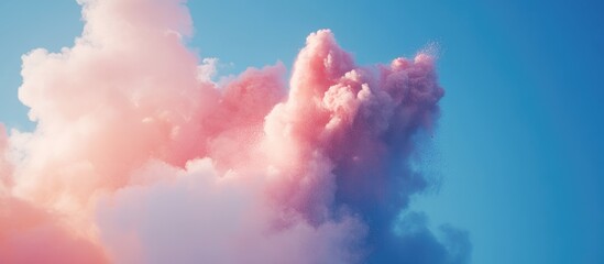 Wall Mural - colorful powder explosion amidst soft clouds against a bright sky backdrop with space for customizab