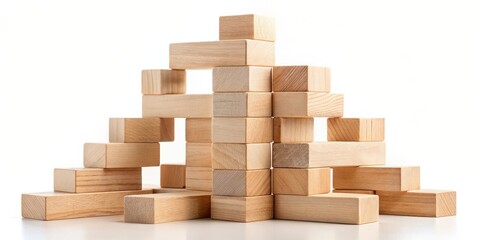 Leinwandbilder - A series of wooden blocks arranged in a complex and creative structure, showcasing the potential for building, design, and imagination.