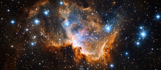 Wall Mural - cosmic nebula showcasing bright colors and star clusters with ample space for text in a stunning ast