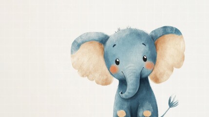 Poster - Whimsical illustration of an isolated elephant with a friendly expression and soft colors, perfect for various designs. Generative AI