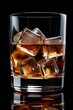 © Samad - Glass of scotch whiskey and ice over black