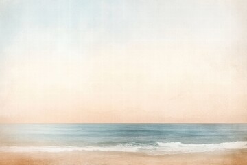 Fototapete - Serene beach with soft waves and ample space for text at sunset. Generative AI