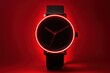 © Graph Squad - Sleek wristwatch with red neon accent, showcased against a bold red backdrop. Modern design, minimalist style.