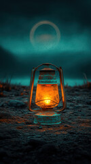 Poster - Humanitarian, A glowing lantern is held high against a dark backdrop, illuminating the scene with warm light and creating a magical atmosphere.