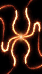 Wall Mural - vertical laser lines orange abstract on black 4k loop features organic red, orange, and yellow laser