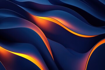 Wall Mural - Abstract blue and orange wave pattern.  Dynamic, flowing design with glowing highlights. Perfect for backgrounds or modern designs.