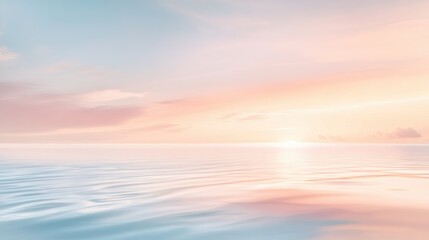 tranquil early morning view of the ocean, where soft pink and blue skies mingle as the sun rises, ca