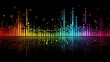 © elyfia - Colorful audio spectrum equalizer with reflection on black background.