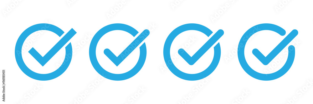 Blue check mark icon set illustration. Stock Vector | Adobe Stock