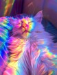 © nikolettamuhari - Rainbow-Colored Abstract Cat Portrait with Glowing Effects