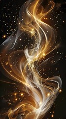 Wall Mural - Golden Swirling Light Trails in an Abstract Cosmic Scene